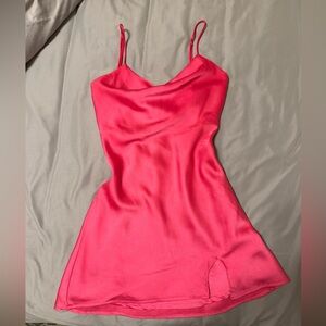 Satin Candy Pink Women's Mini Dress